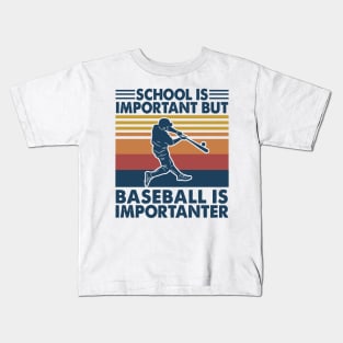 Retro School Is Important But Baseball Is Importante Kids T-Shirt